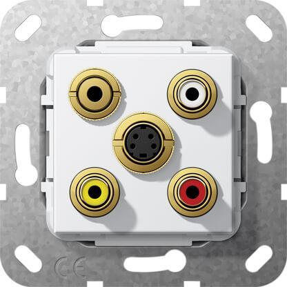 Розетка S-Video/2RCA/Minijack/композитный Gira System 55 чисто-белый глянцевый 566303