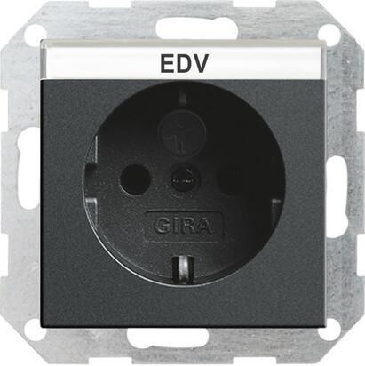 Розетка Gira System 55 Schuko с/з со шторками 16A 250V безвинтовой зажим антрацит 046228