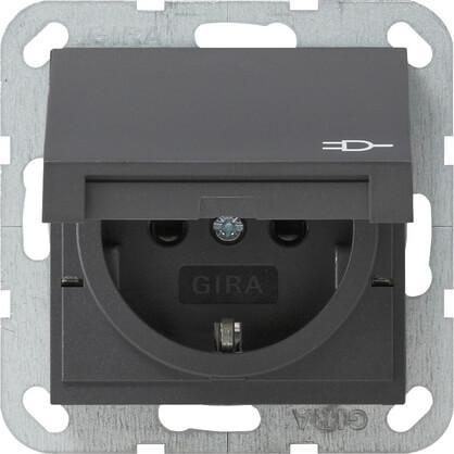 Розетка Gira System 55 Schuko с/з со шторками крышкой 16A 250V безвинтовой зажим антрацит 041428