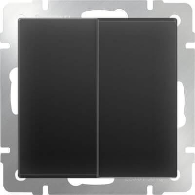 Выключатель Werkel двухклавишный проходной черный матовый WL08-SW-2G-2W 4690389054167