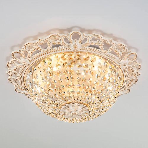 Подвесная люстра Eurosvet 3298/5 белый с золотом/прозрачный хрусталь Strotskis