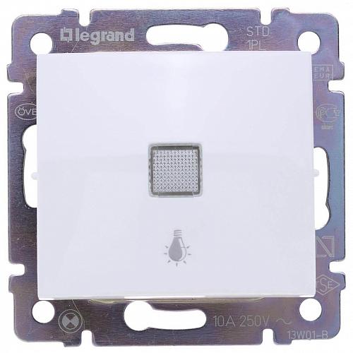 Выключатель кнопочный одноклавишный Legrand Valena 10A 250V Лампа белый 774413