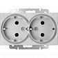 Розетка двойная Werkel серебряный рифленый WL09-SKG-02-IP20 4690389131288 - фото №1
