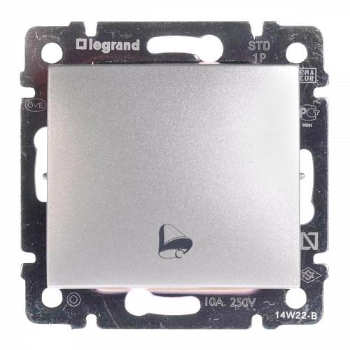 Выключатель кнопочный одноклавишный Legrand Valena Звонок алюминий 770216