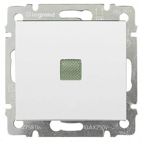 Переключатель одноклавишный промежуточный Legrand Valena 10A 250V с подсветкой белый 774448