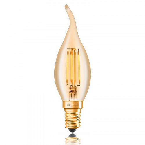 Лампа светодиодная филаментная диммируемая E14 4W 2200K золотая 057-349