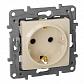 Розетка 2К+З Legrand Etika 16A 250V с/з со шторками винтовой зажим немецкий стандарт слоновая кость 672322 - фото №1