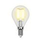 Лампа светодиодная филаментная Uniel E14 6W 4000K прозрачная LED-G45-6W/NW/E14/CL PLS02WH UL-00001371 - фото №1