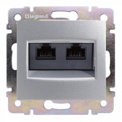 Розетка компьютерная 2хRJ45 Legrand Valena 6 кат FTP на винтах алюминий 770233