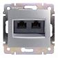 Розетка компьютерная 2хRJ45 Legrand Valena 6 кат FTP на винтах алюминий 770233 - фото №1
