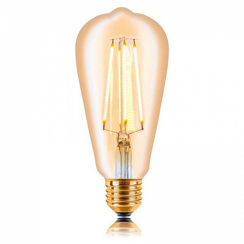Лампа светодиодная филаментная диммируемая E27 4W 2200K золотая 057080