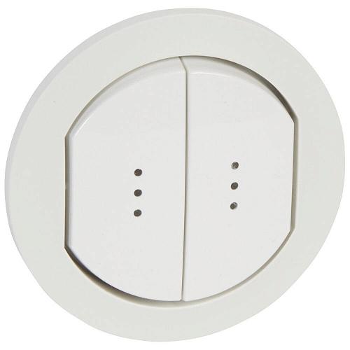 Лицевая панель Legrand Celiane переключателя двухклавишного с подсветкой белая 067804