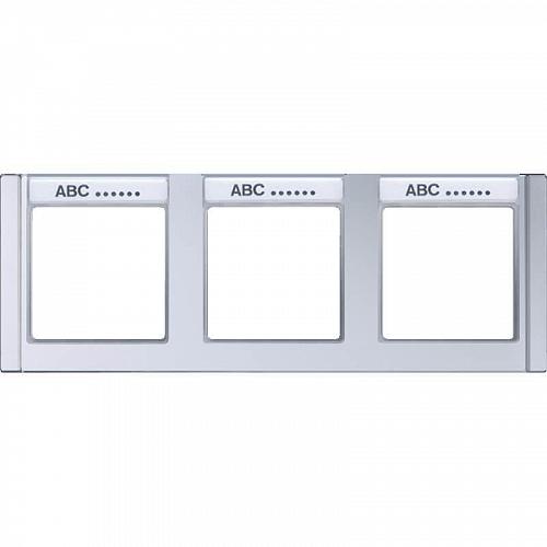 Рамка 3-постовая с шильдиком горизонтальная Jung A 500 алюминий A5830NAAL
