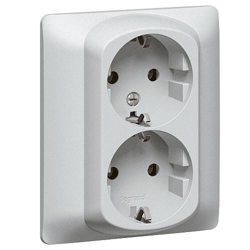Розетка 2х2К+3 Legrand Galea Life 16A 250V с/з винтовой зажим алюминий 771330