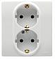 Розетка 2X2К+З Legrand Etika 16A 250V с/з винтовой зажим немецкий стандарт белый 672223 - фото №1