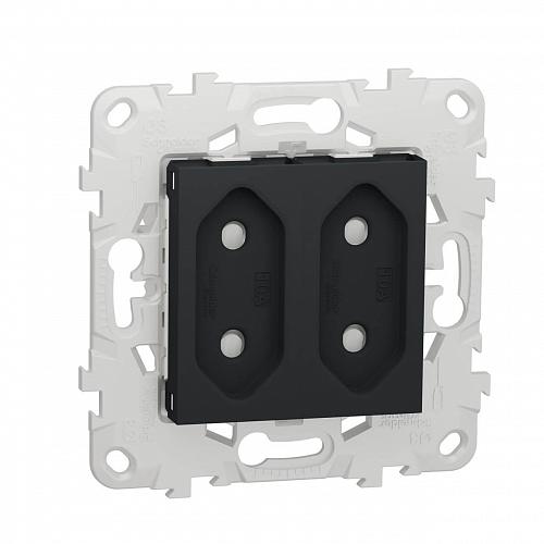 Розетка двойная Schneider Electric Unica New б/з со шторками NU503154