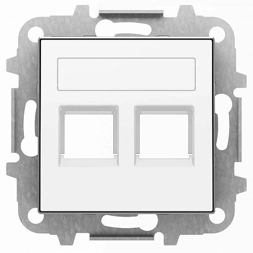 Лицевая панель ABB Sky розетки 2хRJ12/RJ45 со шторками полем для надписи альпийский белый 2CLA851820A1101