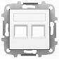 Лицевая панель ABB Sky розетки 2хRJ12/RJ45 со шторками полем для надписи альпийский белый 2CLA851820A1101 - фото №1