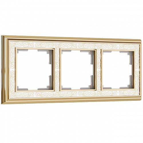 Рамка на 3 поста Werkel Palacio Gracia золото/белый W0031429 4690389159404
