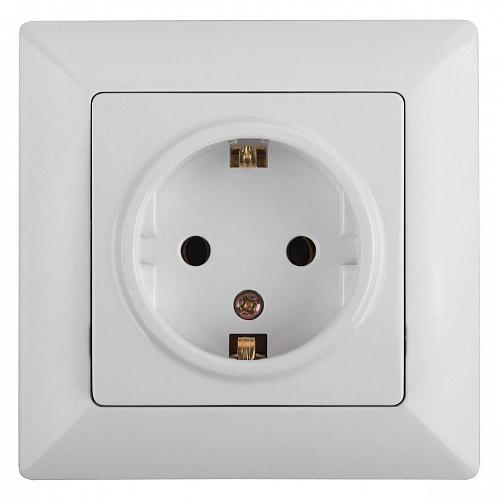 Розетка двойная ЭРА Intro Solo Schuko 2X2P+E 16A 250V со шторками белый 4-206-01 Б0043340