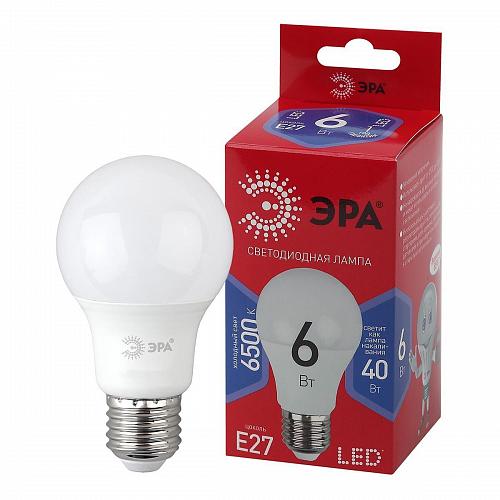 Лампа светодиодная ЭРА E27 6W 6500K матовая LED A60-6W-865-E27 R Б0048501