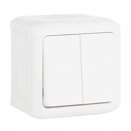 Выключатель двухклавишный Legrand Quteo 10A 250V IP44 белый 782302