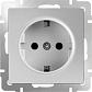 Розетка Werkel с заземлением серебряный WL06-SKG-01-IP20 4690389053894 - фото №1