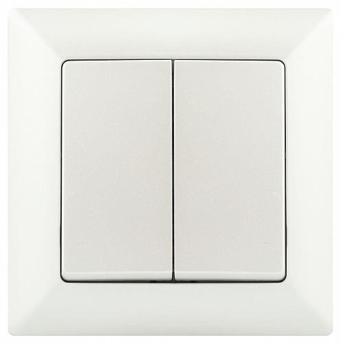 Выключатель двухклавишный ЭРА Intro Solo 10A 250V перламутровый 4-104-06 Б0053590