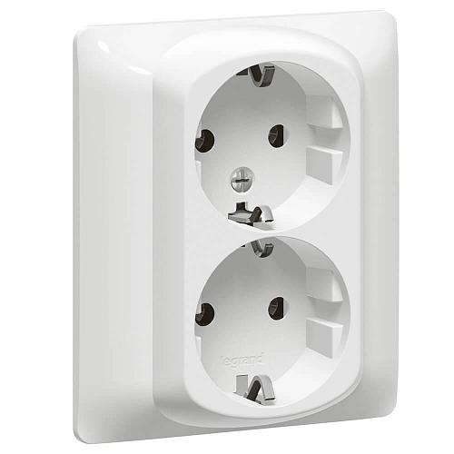 Розетка 2х2К+3 Legrand Galea Life 16A 250V с/з со шторками автоматические клеммы белая 771033