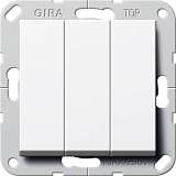 Выключатель трехклавишный Gira System 55 10A 250V британский стандарт чисто-белый глянцевый 283003