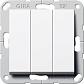 Выключатель трехклавишный Gira System 55 10A 250V британский стандарт чисто-белый глянцевый 283003 - фото №1