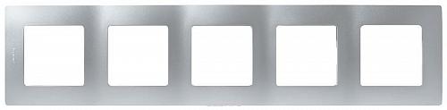 Рамка 5-постовая Legrand Etika алюминий 672555
