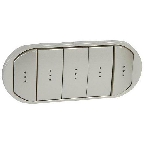 Лицевая панель Legrand Celiane выключателя пятиклавишного с подсветкой титановая 068320