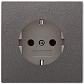 Розетка с заземлением с защитными шторками винтовой зажим Jung LS 990 антрацит AL2521KIAN - фото №1