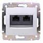 Розетка компьютерная 2хRJ45 Legrand Valena 5e кат UTP на винтах белая 774239 - фото №1
