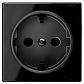 Лицевая панель ABB Sky розетки Schuko с/з стекло чёрное 2CLA858800A2501 - фото №1