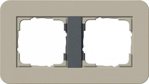 Рамка 2-постовая Gira E3 серо-бежевый/антрацит 0212428