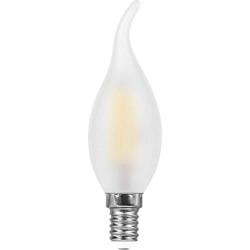 Лампа светодиодная филаментная Feron E14 9W 2700K Свеча на ветру Матовая LB-74 25959