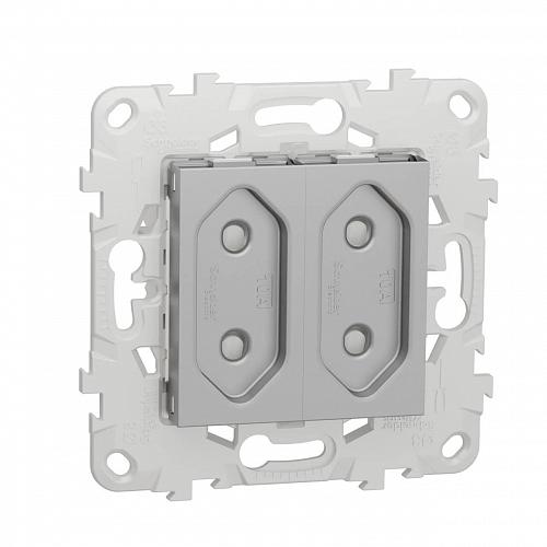 Розетка двойная Schneider Electric Unica New б/з со шторками NU503130