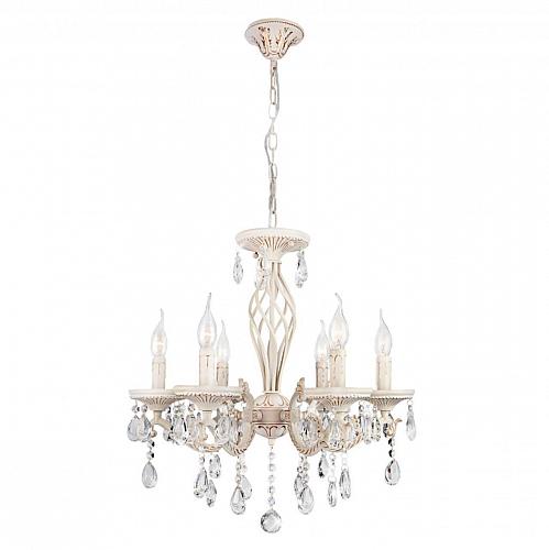 Подвесная люстра Eurosvet 3585/6 белый/прозрачный хрусталь Strotskis