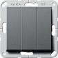 Выключатель трехклавишный Gira System 55 10A 250V британский стандарт антрацит 283028 - фото №1