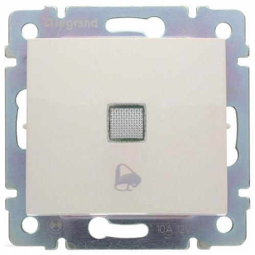 Выключатель кнопочный одноклавишный Legrand Valena 10A 12V с подсветкой Звонок слоновая кость 774315