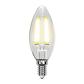 Лампа светодиодная филаментная Uniel E14 7,5W 3000K прозрачная LED-C35-7,5W/WW/E14/CL GLA01TR UL-00003245 - фото №1