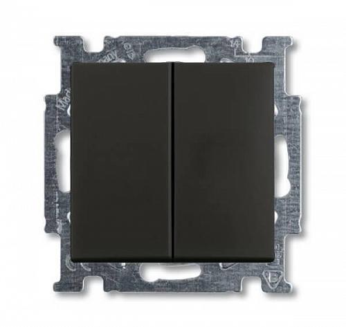Выключатель двухклавишный ABB Basic55 10A 250V chateau-черный 2CKA001012A2177
