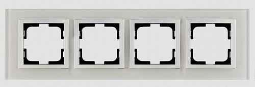 Рамка 4-постовая Mono Electric Style Glass белое стекло 107-710000-163
