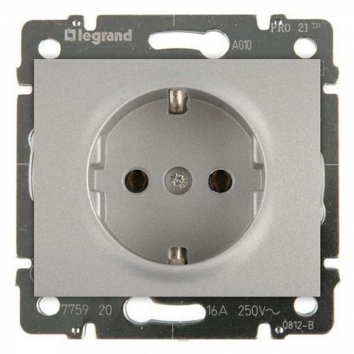 Розетка 2К+3 Legrand Galea Life 16A 250V с/з автоматические клеммы алюминий 771362