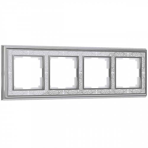 Рамка на 4 поста хром/белый Werkel W0041431 4690389159459