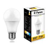 Лампа светодиодная Feron E27 7W 2700K Шар Матовая LB-91 25444