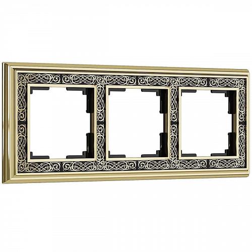 Рамка на 3 поста золото/черный Werkel W0031430 4690389159411
