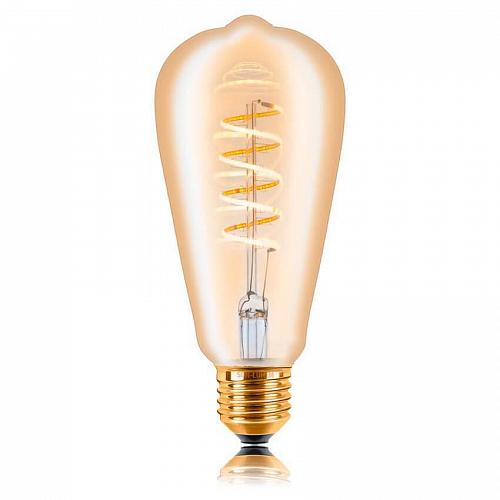 Лампа светодиодная филаментная диммируемая E27 5W 2200K золотая 056-977